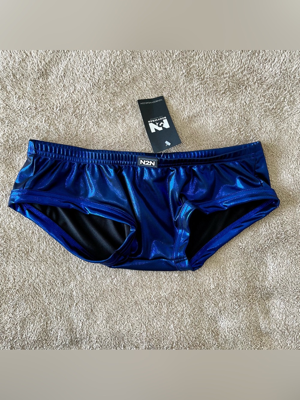 N2N Bodywear Men's Shimmer Blue Swim Briefs - Body Gloss Boxter